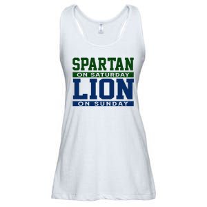 Spartan On Saturday Lion On Sunday Funny Detroit Ladies Essential Flowy Tank