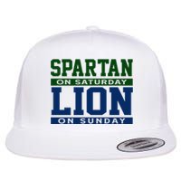 Spartan On Saturday Lion On Sunday Funny Detroit Flat Bill Trucker Hat