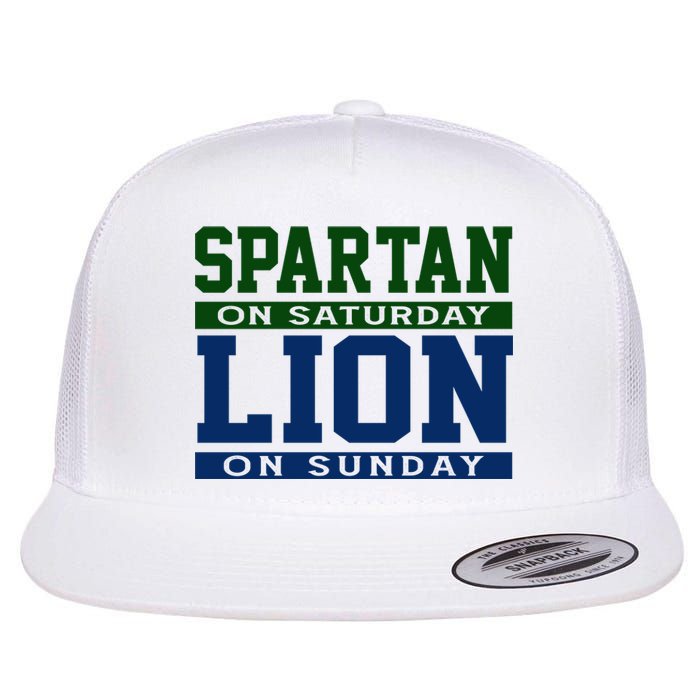 Spartan On Saturday Lion On Sunday Funny Detroit Flat Bill Trucker Hat