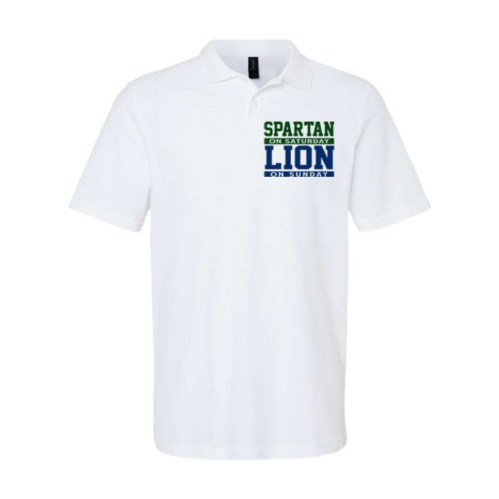 Spartan On Saturday Lion On Sunday Funny Detroit Softstyle Adult Sport Polo