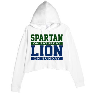 Spartan On Saturday Lion On Sunday Funny Detroit Crop Fleece Hoodie