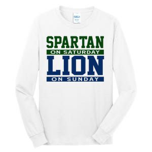 Spartan On Saturday Lion On Sunday Funny Detroit Tall Long Sleeve T-Shirt