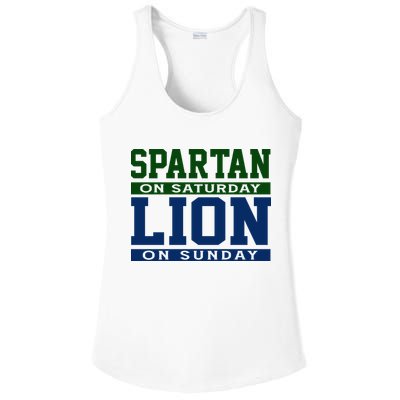 Spartan On Saturday Lion On Sunday Funny Detroit Ladies PosiCharge Competitor Racerback Tank
