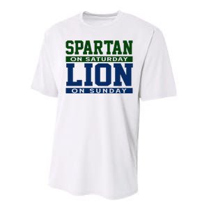 Spartan On Saturday Lion On Sunday Funny Detroit Performance Sprint T-Shirt