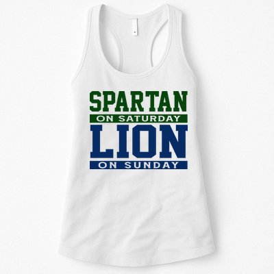 Spartan On Saturday Lion On Sunday Funny Detroit Womens Tank Top