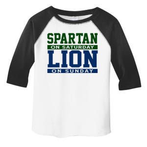 Spartan On Saturday Lion On Sunday Funny Detroit Toddler Fine Jersey T-Shirt