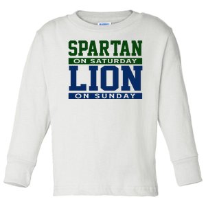 Spartan On Saturday Lion On Sunday Funny Detroit Toddler Long Sleeve Shirt