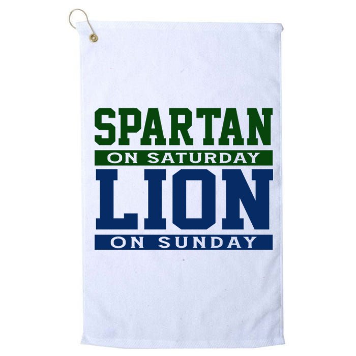 Spartan On Saturday Lion On Sunday Funny Detroit Platinum Collection Golf Towel