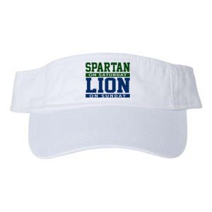 Spartan On Saturday Lion On Sunday Funny Detroit Valucap Bio-Washed Visor