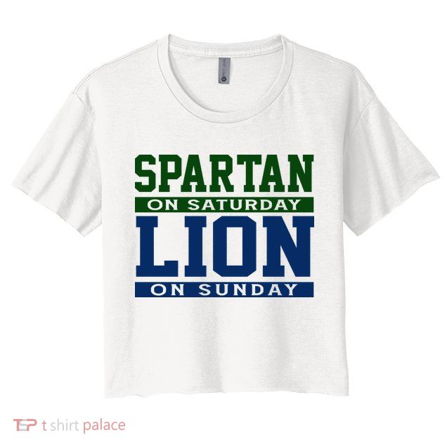 Spartan On Saturday Lion On Sunday Funny Detroit Crop Top