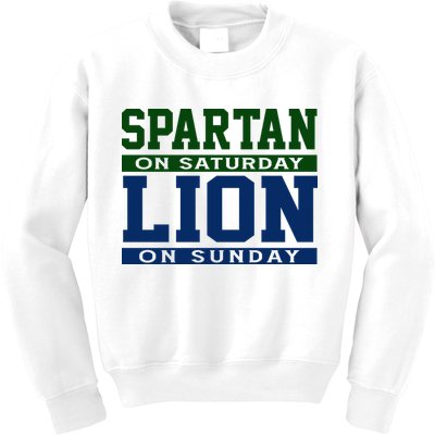 Spartan On Saturday Lion On Sunday Funny Detroit Kids Sweatshirt
