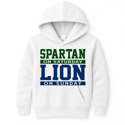 Spartan On Saturday Lion On Sunday Funny Detroit Kids Hoodie