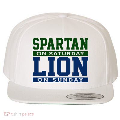 Spartan On Saturday Lion On Sunday Funny Detroit Wool Snapback Cap