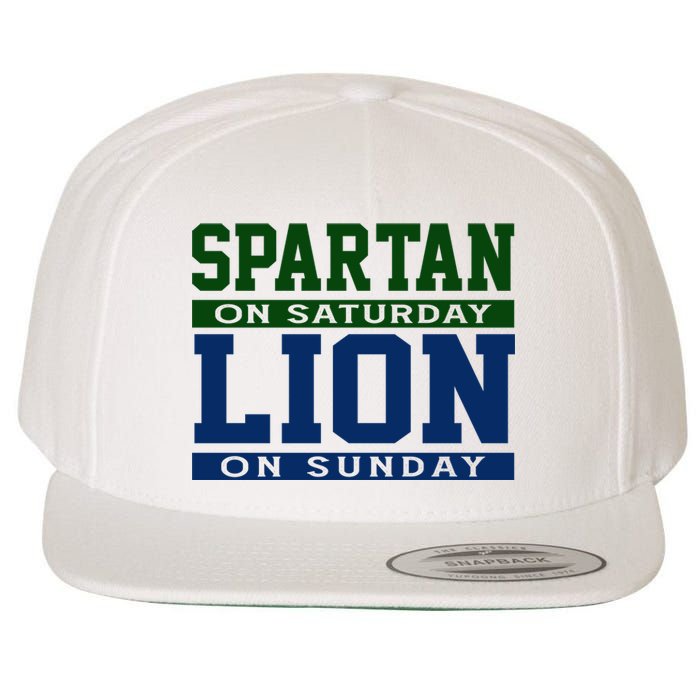 Spartan On Saturday Lion On Sunday Funny Detroit Wool Snapback Cap