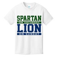 Spartan On Saturday Lion On Sunday Funny Detroit Kids T-Shirt