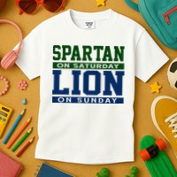 Spartan On Saturday Lion On Sunday Funny Detroit Kids T-Shirt