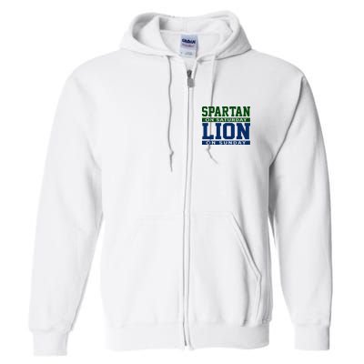 Spartan On Saturday Lion On Sunday Funny Detroit Full Zip Hoodie