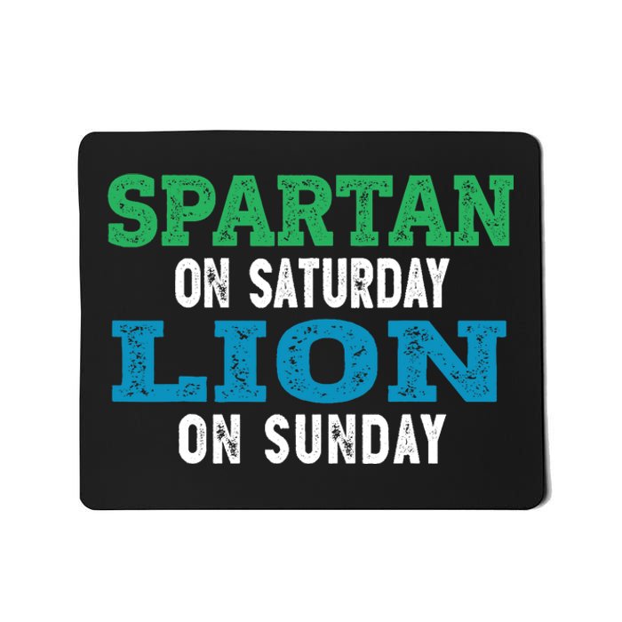 Spartan On Saturday Lion On Sunday Football Fans Vintage Mousepad