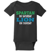 Spartan On Saturday Lion On Sunday Football Fans Vintage Baby Bodysuit