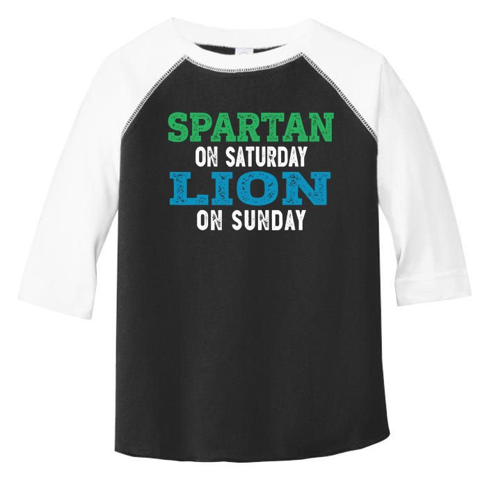 Spartan On Saturday Lion On Sunday Football Fans Vintage Toddler Fine Jersey T-Shirt