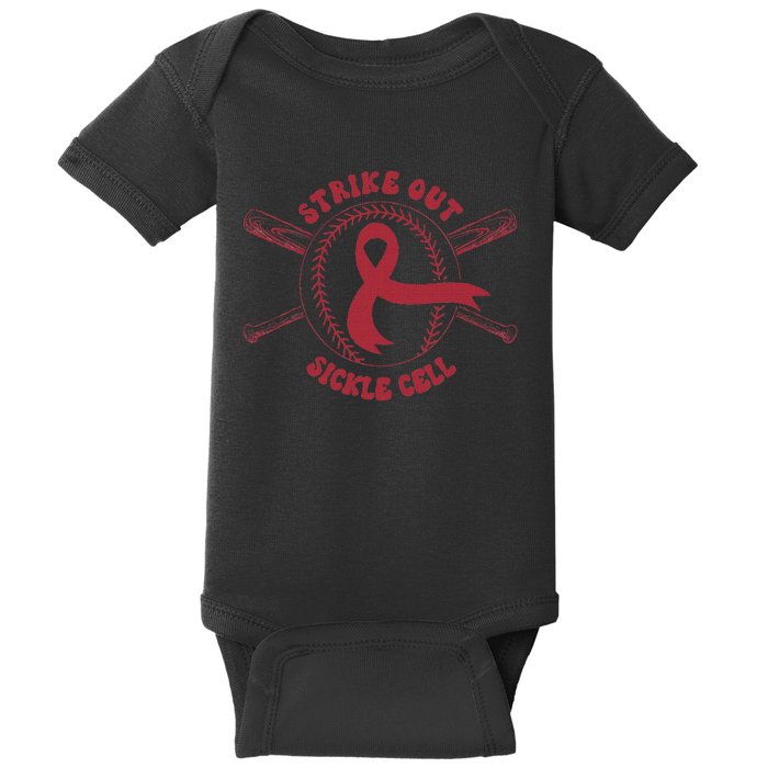 Strike Out Sickle Cell Baseball Sickle Cell Awareness Baby Bodysuit