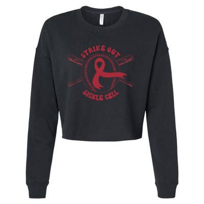 Strike Out Sickle Cell Baseball Sickle Cell Awareness Cropped Pullover Crew