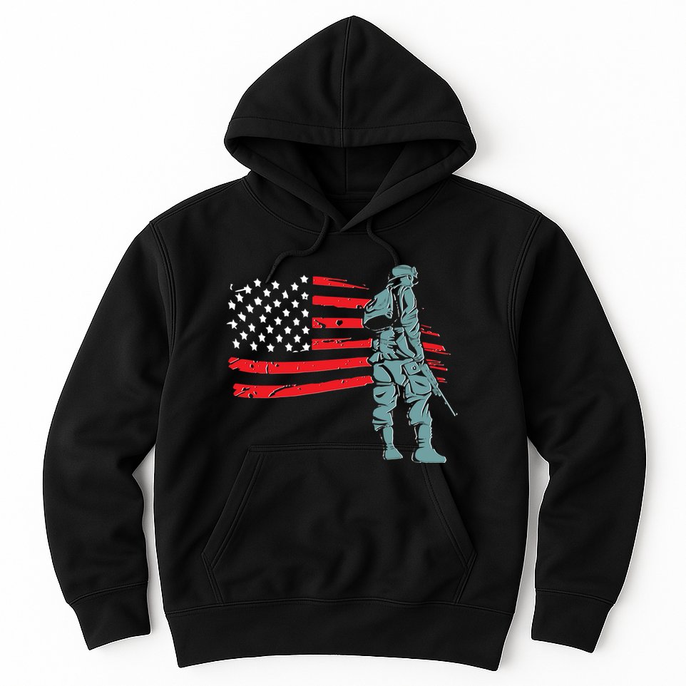Support Our Soldiers USA American Flag Hoodie