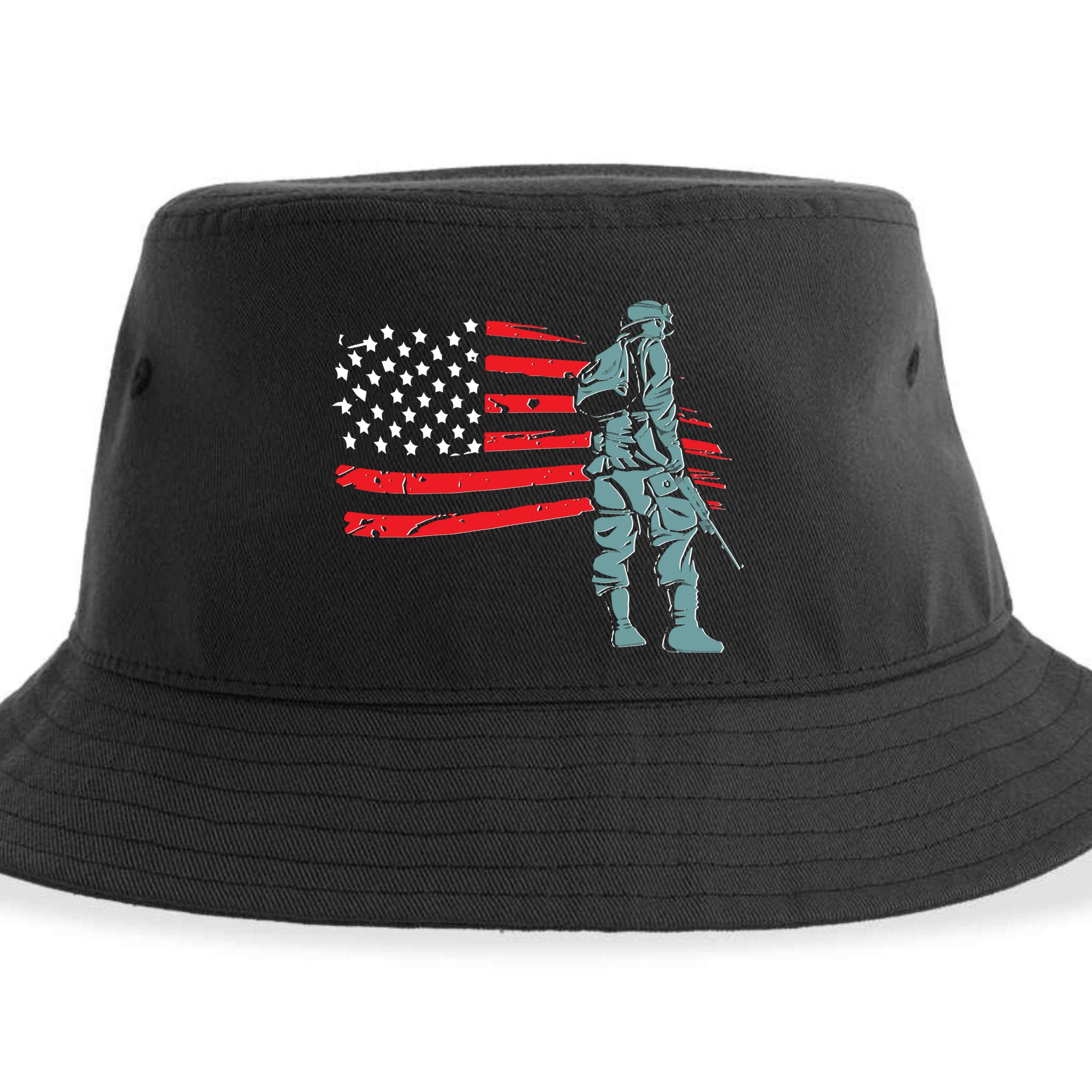 Support Our Soldiers USA American Flag Sustainable Bucket Hat