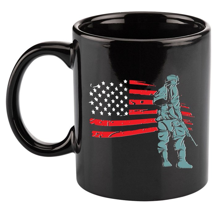 Support Our Soldiers USA American Flag 11oz C Handle Ceramic Mug