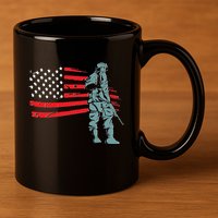 Support Our Soldiers USA American Flag 11oz C Handle Ceramic Mug