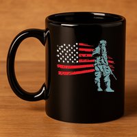 Support Our Soldiers USA American Flag 11oz C Handle Ceramic Mug
