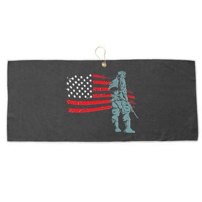 Support Our Soldiers USA American Flag Large Microfiber Waffle Golf Towel