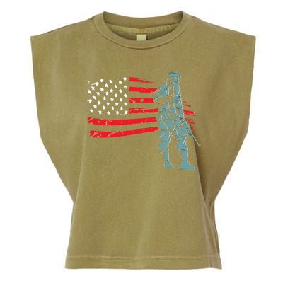 Support Our Soldiers USA American Flag Garment-Dyed Women's Muscle Tee