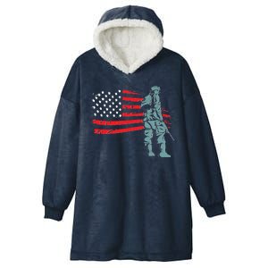 Support Our Soldiers USA American Flag Hooded Wearable Blanket