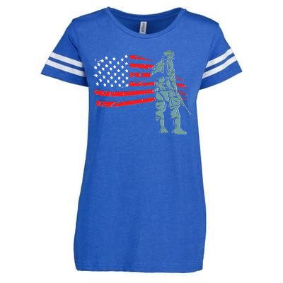 Support Our Soldiers USA American Flag Enza Ladies Jersey Football T-Shirt