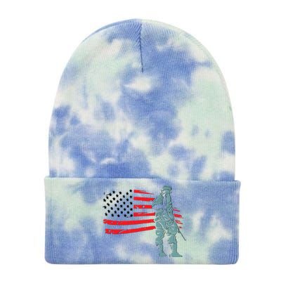 Support Our Soldiers USA American Flag Tie Dye 12in Knit Beanie