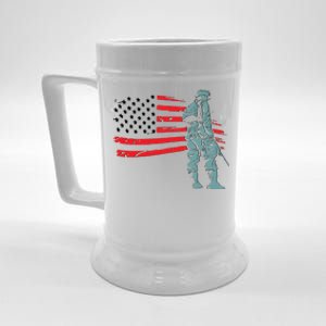 Support Our Soldiers USA American Flag Beer Stein