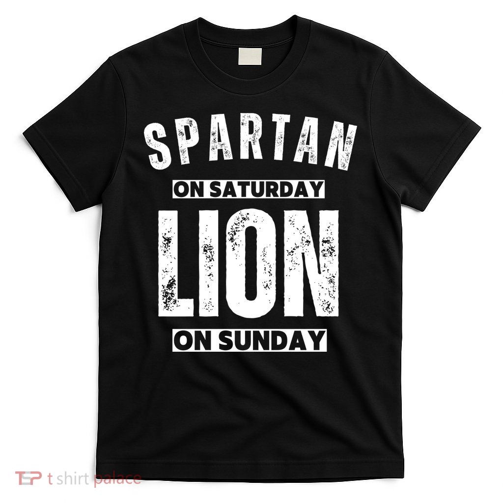 Spartan On Saturday Lion On Sunday Funny Detroit Vintage T-Shirt