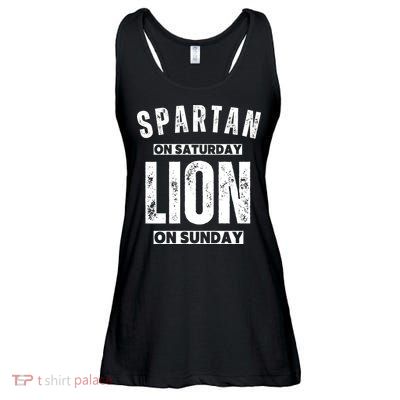 Spartan On Saturday Lion On Sunday Funny Detroit Vintage Ladies Essential Flowy Tank