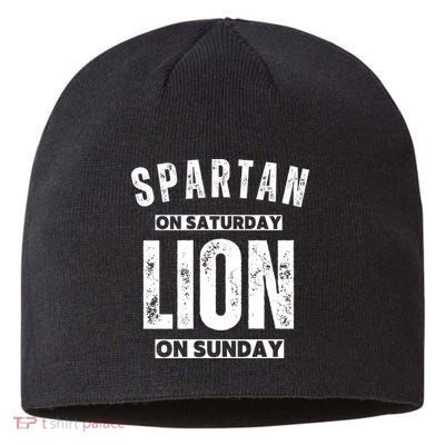Spartan On Saturday Lion On Sunday Funny Detroit Vintage Sustainable Beanie