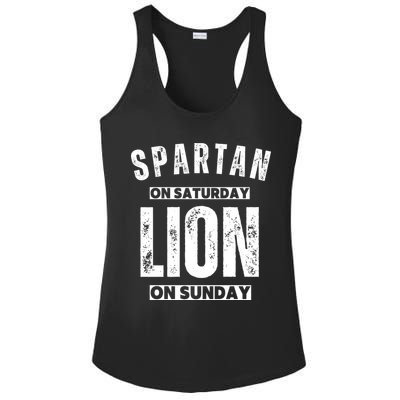 Spartan On Saturday Lion On Sunday Funny Detroit Vintage Ladies PosiCharge Competitor Racerback Tank