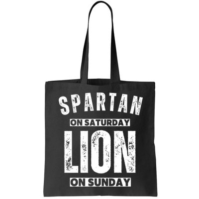 Spartan On Saturday Lion On Sunday Funny Detroit Vintage Bag