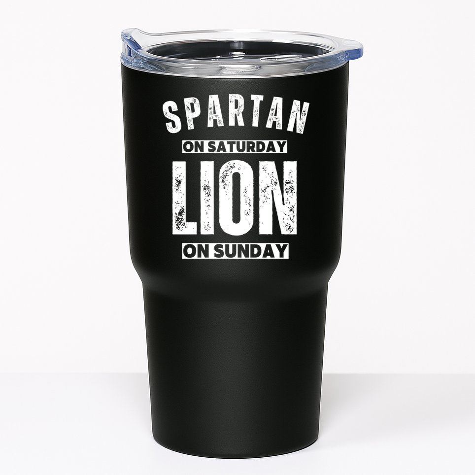 Spartan On Saturday Lion On Sunday Funny Detroit Vintage Tumbler
