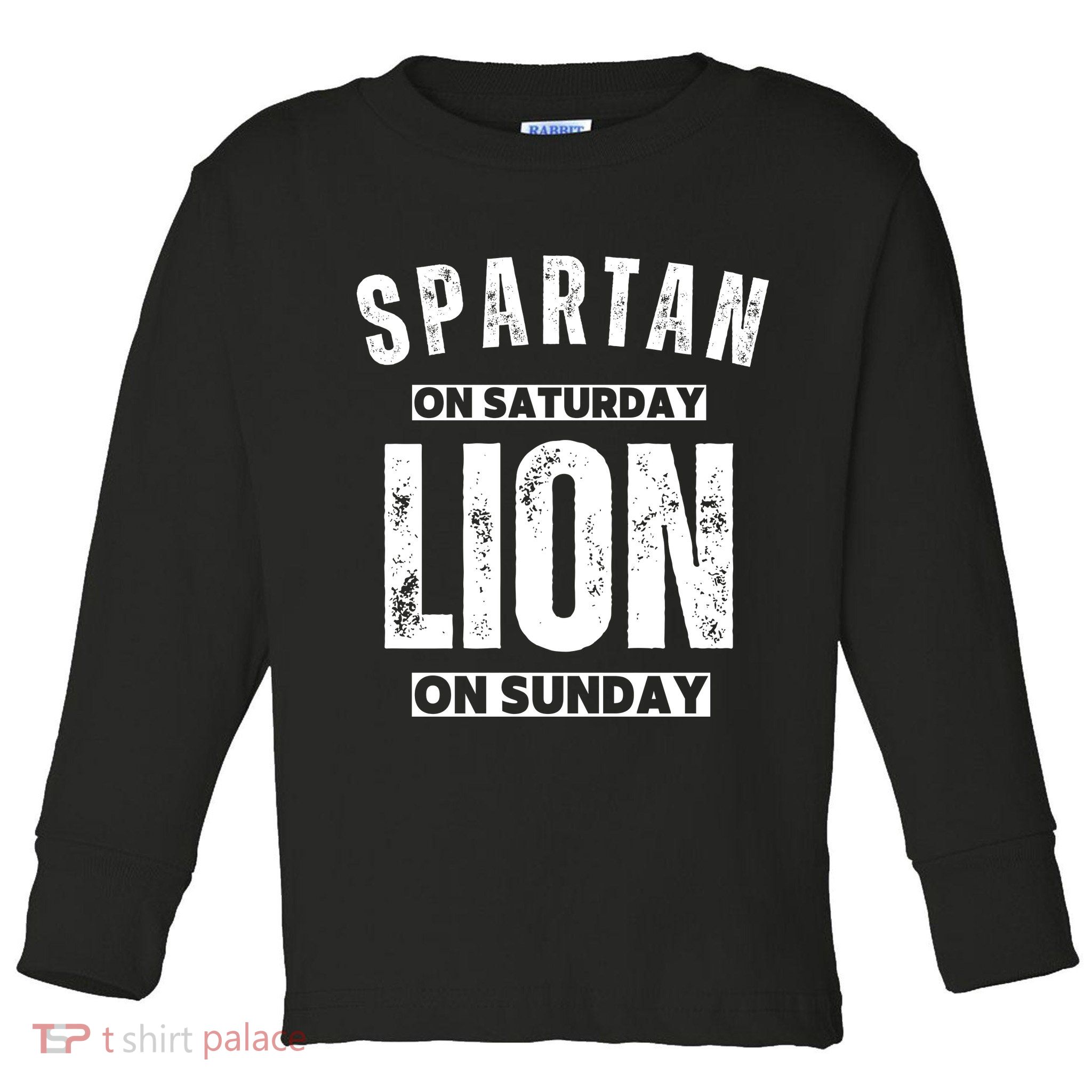 Spartan On Saturday Lion On Sunday Funny Detroit Vintage Toddler Long Sleeve Shirt