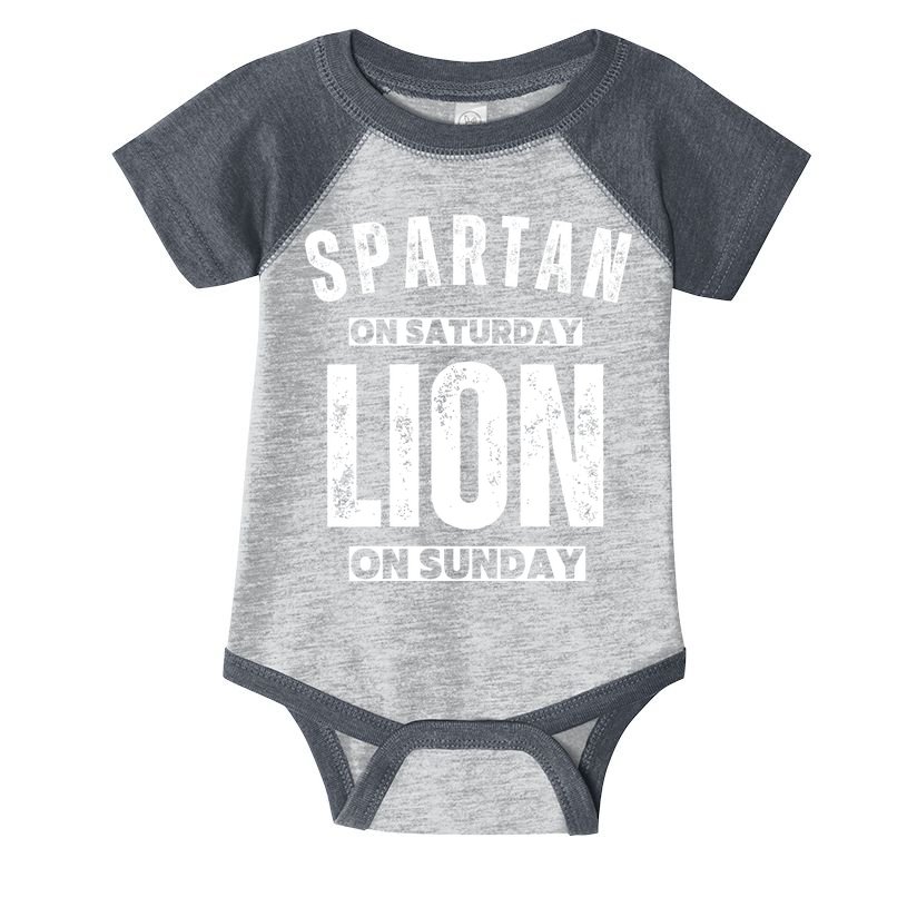 Spartan On Saturday Lion On Sunday Funny Detroit Vintage Infant Baby Jersey Bodysuit