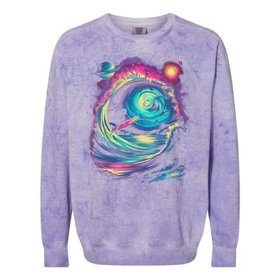 Surfing Outta Space Astronaut Colorblast Crewneck Sweatshirt