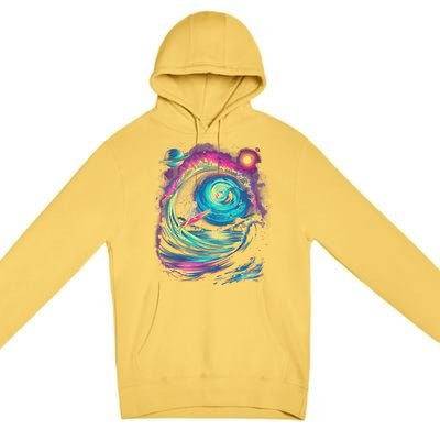 Surfing Outta Space Astronaut Premium Pullover Hoodie