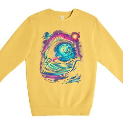 Surfing Outta Space Astronaut Premium Crewneck Sweatshirt