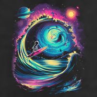 Surfing Outta Space Astronaut 7 Panel Mesh Trucker Snapback Hat