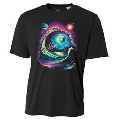 Surfing Outta Space Astronaut Cooling Performance Crew T-Shirt